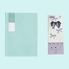 Sổ tay kẻ dòng B5, vở bài tập đơn giản cho học sinh, tập viết + 4 bút bi mực đen thân tím 0.5mm - Nhiều màu - Xem 3