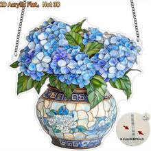 2D Acrylic Hydrangea Dream Catcher, Blue Floral Pattern, Window Hanging Wall Decor, Mother's Day Gift For Mom And Grandma, Plant Decoration, Spring Theme Party Decor, Window Garden Porch Bedroom Office Home Outdoor Yard Decoration, Window Hanging Ornament, Garden Decor Accessory, Hydrangea Wall Decor, Floral Window Decoration, Hydrangea Inspired, Spring Theme Design, Printed Acrylic Craft - Hydrangea - View 1