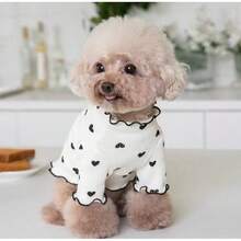 春夏宠物服装，适合小型犬猫，包括贵宾犬、比熊犬、泰迪犬等小型犬种，可爱爱心设计 - 白色 - 查看 5