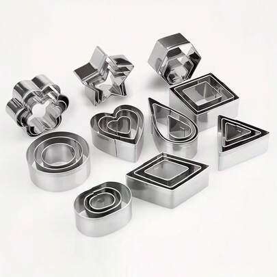 Bộ 24/30 khuôn cắt bánh quy cỡ nhỏ, khuôn bánh quy thông dụng cho các hình dạng hình học, khuôn cỡ nhỏ với các hình ngôi sao, trái tim, hình tròn, hình elip, hình vuông, hình thoi, hình giọt nước, hình tam giác và hình hoa - Dụng cụ làm bánh DIY