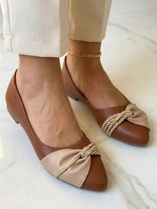 Sapatilha Mocassim confortável  Caramelo com Nude do 33 ao 40 Outono Inverno - Caramelo - Visão 2