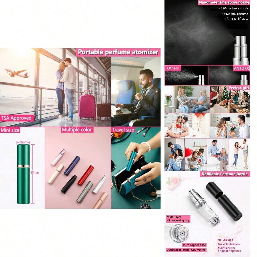 Travel Perfume Bottle Refillable Atomizer - 5ML Perfume Atomiser, Scent Pump Case, Leakproof Portable Perfume Sprayer For Women And Men (Rose Gold) - Vàng hồng - Xem 1