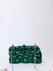 新款欧美不对称贝壳亚克力手拿包，时尚婚礼/派对手提包 - 綠色 - 查看 5