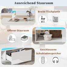 Modern Sofa Table With LED Lighting, Dimensions 100*50*40.3 Cm: Elegant Table With Drawers, Load Capacity Of 50 Kg. - 白色 - 查看 3