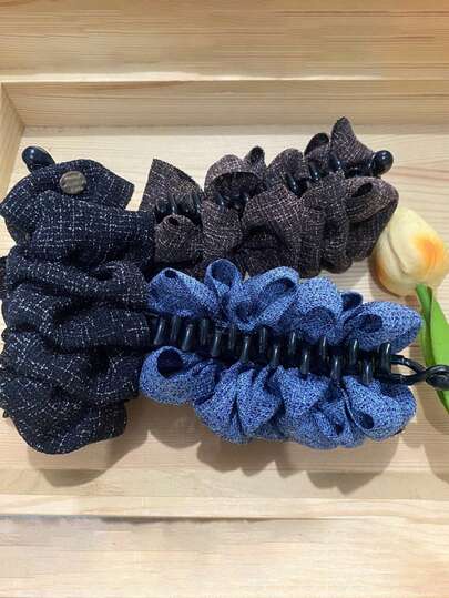 1个新款优雅马尾爪夹，时尚布艺云朵设计发饰，女士适用