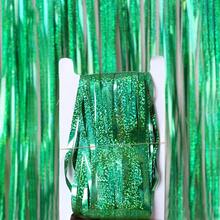 [Emballé individuellement] 1*2m/1 sac Rideau à paillettes laser pour décoration de scène, fournitures de fête, décoration de Noël, fête d'anniversaire, toile de fond de mariage, rideau de porte à franges, couleurs vives, indéfrisable - Rideau de pluie laser - Voir 20