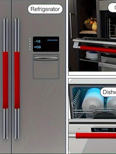 2pcs Refrigerator Door Handle Covers, Suitable For Refrigerator, Microwave, Dishwasher Doors, Protect Your Kitchen Appliances From Stains, Fingerprints, Drips And Food Splatter