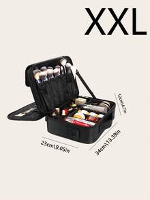 Large Capacity Professional Cosmetic Storage Box, Can Be Placed On Roller Suitcase, Multi-Functional Shoulder/Backpack Cosmetic Organizer Suitable For Makeup & Manicure Tools, Suitable For Holiday, Beach, Bathroom, Bedroom Storage, Large Capacity, Makeup Bag, Travel Essential - Black - View 13