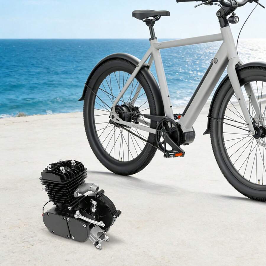 Aohuada 80cc Gas Powered Bicycle Motor Kit – 2.1KW Fuel Efficient 2-Stroke Engine With LCD, Converts Regular Bike To Motor Bike, 23.6 MPH Top Speed, Durable Aluminum/Iron Build - Black - View 1