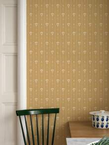 Mustard Yellow Medieval Floral Striped Peel And Stick Wallpaper, Tulip Botanical Design, Deep Yellow Wall Decor Wallpaper - C - View 4