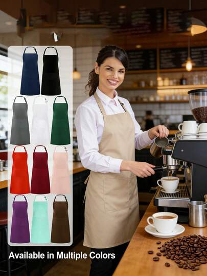 1 Stück wasserdichte und ölbeständige Küchenschürze, große Tasche, einfarbig, unisex, essentiell für Kochen, Backen, geeignet für Halloween, Weihnachten, Muttertag, Geburtstagsfest, Küchenutensilien