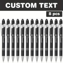 8pcs Customized Name Engraved Metal Ballpoint Pens, Laser Engraved Rocket Pattern, Lightweight And Durable, Business Office, Graduation And Back To School Customized Gift - Sets - View 4