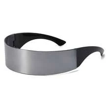 1pc Frameless Cyberpunk Goggles, Futuristic Wraparound Silver Mirror Fashion Glasses, Unisex Fashion Party Glasses - Mercury Tablets - View 2