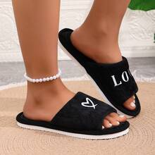 Love Heart Casual Knit Fabric Comfortable Warm Home Wear, Spring/Summer - Black - View 6