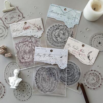 CANDY POETRY 10pcs/Pack Basic Pattern Stickers For Scrapbooking, Creative Aesthetic Sticker Decals, DIY Decorative Craft Materials, Holiday Gifts, Personalized Scrapbook School Supplies (6 Random Designs)