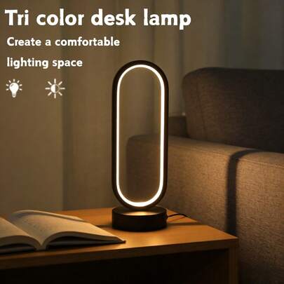 1pc Modern Minimalist Round Table Lamp, USB Powered Bedside Light, 3 Color Temperatures Dimmable, Unique LED Lamp For Bedroom, Office, Living Room