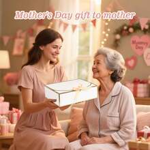 Bộ hộp quà 20/10/5/2 món, hộp quà màu trắng và đen có nắp, hộp quà cầu hôn cho phù dâu kèm ruy băng trắng, thích hợp cho đám cưới, sinh nhật, tiệc tùng, ngày Valentine và quà tặng cô dâu. - Vàng trắng - Xem 5