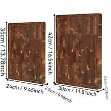 MIYORK 1pc Large Acacia Wood Grooved Cutting Board, Thick Solid Wood, Juice Groove Design, Durable Kitchen Essential With Good Aesthetics - Wood Color - View 3