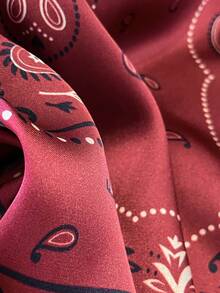 1pc Fashionable Paisley Print 70cm Square Scarf, Bandana Suitable For Casual, Streetwear, Headwrap, Outdoor Sun Protection, Decorative Accessory,Holiday,Travel,Festival,Beach Cover Up - Red - View 3