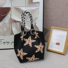 1pc Women's Casual Geometric Star & Leopard Print Polyester Crossbody Bag, With Detachable Strap, Magnetic Closure And Large Capacity - Suitable For Daily Use, Travel, Tote Bag, Lightweight Handbag, Large Capacity Bag, Cute Phone Pouch, Work & Travel Bag, Coin Purse, Street Style Bucket Bag - Multicolor - View 9