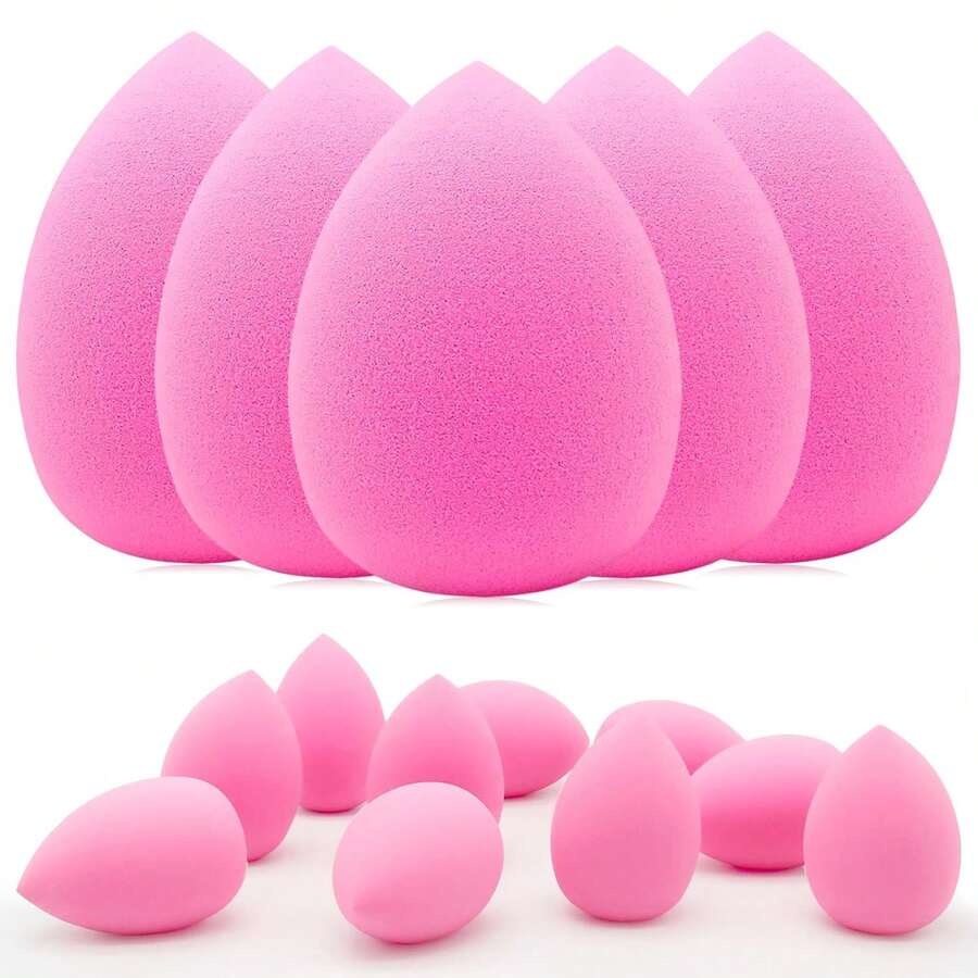 Practical 12 Pieces Professional Makeup Sponge Set,Latex Free Flawless Soft Setting Face Puffs,Multicolor Beauty Sponge Blender Cosmetic Applicator For Powder,Liquid,Facial Makeup Tools - 12 chiếc màu hồng - Xem 1