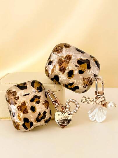 Pro 3 保护壳，贝壳/豹纹图案，带挂绳的 蓝牙耳机套，适用于 1/2、Pro 2 和 3 的软壳