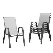 Gartenstühle, 4Er Set Stapelstühle Aus Textilene Und Metallgestell, 54Cm Breiter Hochlehner Mit Armlehnen, Terrassenstühle - 4 Stück - Übersicht 1