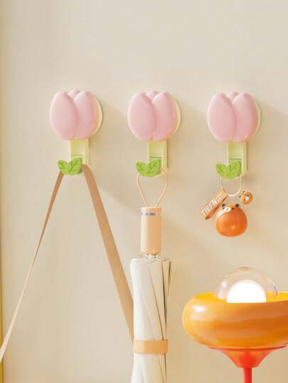 Móc treo đồ nhà tắm, Móc treo hút chân không, Móc treo hút chân không hình hoa tulip, Móc treo hút chân không không cần khoan cho vòi sen, Móc treo khăn tắm cho phòng tắm, Móc treo hút chân không gắn cửa sổ, cửa kính, tường phòng tắm, Màu hồng, xanh lá cây, đỏ (Không cần khoan)