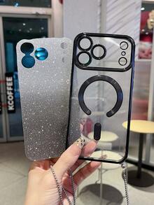 1 ốp lưng điện thoại TPU mạ điện từ tính lấp lấp lánh, tương thích với iPhone 17/17 Pro/17 Pro Max/17 Air/8P/X/XS/XR/XS Max/11/11 Pro/11 Pro Max/12/12 Pro/12 Pro Max/13/13 Pro/13 Pro Max/14/14 Pro/16 Plus/14 Pro Max/15/15 Pro/15 Plus/15 Pro Max/17/17 Pro, kèm miếng dán bảo vệ ống kính. - màu đen - Xem 8