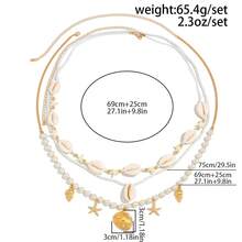 3pcs Multilayer Bohemian Beach Style Pearl Starfish Beaded Waist Chain, Beach Body Jewelry Chain For Women - Multicolor - View 6