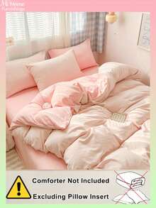 3pcs Pink Bedding Set, 1 Duvet Cover & 2 Pillowcases, Soft & Comfortable Home Textile, Soft & Skin-Friendly, Multiple Colors Available, Suitable For Dorm Rooms, Minimalist & Fashionable Home Decor, Soft & Comfortable Bedroom Bedding Set, Fashionable Set, Machine Washable, No Filling - Pink - View 4
