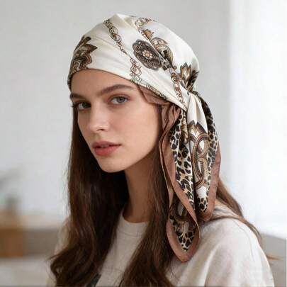 1pc Minimalist Printed Satin Scarf, New Spring Fashion Accessory Scarf, Leopard Print Pattern, Suitable For Women, Can Be Used As A Belt, Decoration, Ribbon, Headband Or Scarf, An Ideal Choice To Enhance The Overall Look.
