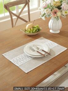ABEST6522 Home&Living store Polyester Linen Blend Textured Table Runner, White Hollow Crochet Lace Patchwork, Vintage Woven Floral Lace Tablecloth, Farmhouse Style Dining Room Kitchen Wedding Party Decor Table Runner - Beige - View 8