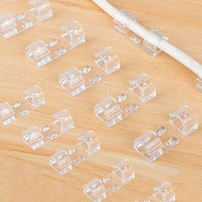 20/40 chiếc kẹp cáp trong suốt tự dính, thích hợp cho cáp TV, máy tính để bàn, nhà và văn phòng.