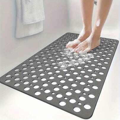 1pc Quick Dry Anti-Slip Shower Mat, Round Hole Design - Heavy Duty Non-Slip Bathroom Floor Mat, Fast Drainage And Massage Ring Mat, Suitable For Bathtub, Shower, Bathroom, Hotel Bathroom - Easy Clean Bathroom Accessory, Anti-Slip Shower Mat