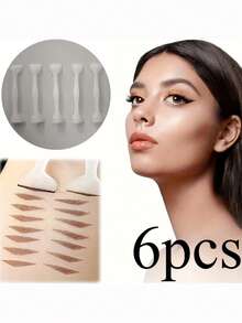 6pcs Eyeliner Stamp Set | Quick One-Touch Eye Makeup Tool, ABS Plastic Handle, Suitable For Students And Makeup Beginners - Multicolor - View 1