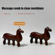 Massage Comb, Sandalwood Zodiac Horse Scalp Point Massage Brush, New Coarse Tooth Anti-Static Help Blood Circulation Guasha Point Comb Therapy - Multicolor - View 8