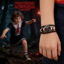 1件 2026年最畅销美剧《怪奇物语》主题手链：地狱火俱乐部手工编织真皮手链 | 生日派对伴侣礼物首选，精致美观，小众设计，黑色百搭手链，学生派对经济实惠好物 - 彩色 - 查看 3