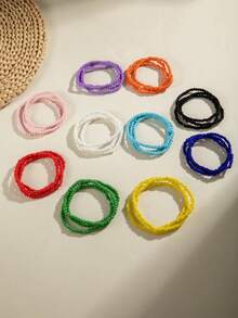 imoli 30pcs/Set Bohemian Style Colorful Beaded Bracelet Set, Stackable Bracelets Suitable For Women, Beach Vacation, Festivals, Jewelry Gift - 30832-bra-colour - View 6