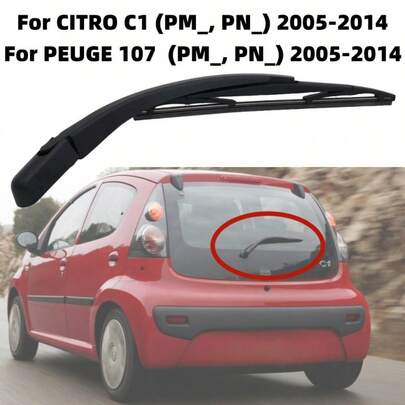 Dành cho xe CITROEN C1/PEUGEOT 107 (PM_, PN_) đời 2005-2014, cần gạt và lưỡi gạt nước kính chắn gió phía sau.