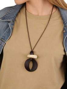 1pc Vintage Green Stone Sun Shaped Alloy Necklace, Gift For Girlfriend, Wife, Mother VHQL - Irregularly Twisted Ring Resin - View 7