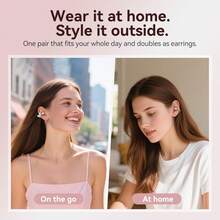 Clip-On Earbuds With Butterfly Earrings, Charge & Store Without Removing Earrings, Comfortable Fit & 50H Playtime Bluetooth Open Ear Headphones For Women, Small Ears, Gifts (Rose Gold) - Vàng hồng - Xem 5