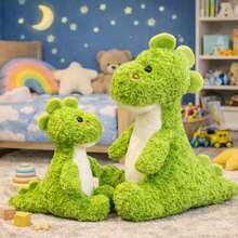 1个可爱卡通绿龙毛绒玩偶，柔软填充恐龙玩偶抱枕，家居装饰，生日/复活节/儿童节礼物 - 綠色 - 查看 3