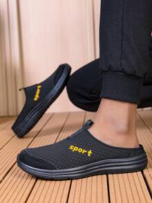 Men's Breathable Mesh Slip-On Casual Sports Non-Slip Shoes - Black - View 2