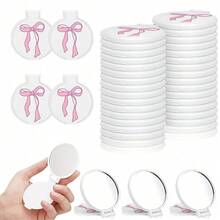 2pcs Pink Bow Mini Pocket Mirrors, Compact And Portable, Suitable As Gifts For Women, Birthday, Bride, Party, Or Valentine's Day - C - 查看 3