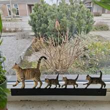 Metal Cat Family Hanging Decor - Elegant Walking Mother Cat And Kittens, Outdoor Garden Fence, Balcony Decoration - No Electricity Needed, Easy Installation Gift For Cat Lovers - A - View 2