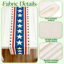 1条美国独立日星形图案桌旗，100%涤纶，亚麻质感，可机洗，不易褪色，不易起皱，柔软舒适，适用于餐厅、茶室、客厅，长方形尺寸：33x91厘米/33x183厘米/33x275厘米 - 杏色 - 查看 3