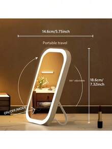 LED 化妝鏡附前燈，可充電式電池梳妝鏡，儲物底座設計，觸控操作，便攜可折疊化妝鏡，照明梳妝鏡，適合學生宿舍日常使用 - 彩色 - 查看 4
