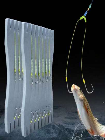 6pcs/Board Outdoor Dual Hook Fishing Tackle, Suitable For Freshwater Fishing, Small To Medium Fish