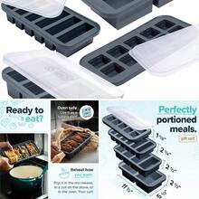 Silicone Freezer Molds Set With 2 Tbsp, 1/2, 1, And 2 Cup Silicone Freezer Trays With Lids - Meal Prep And Kitchen Essentials Bundle - Charcoal - 木炭 - 查看 1